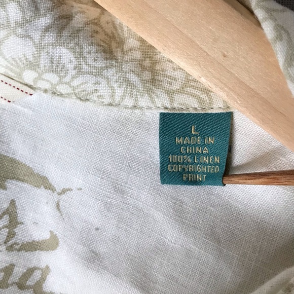 Tommy Bahama Linen Shirt Long Sleeve Button Up Paisley Floral Cream Gold Large - Picture 4 of 11